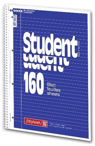 Kroužkový sešit A4, 160 listů, spirálový, linkovaný.