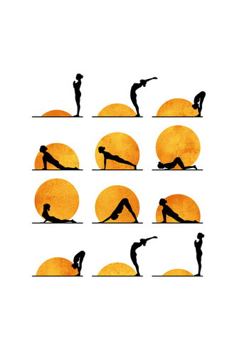 Plakát, Obraz - Kubistika - Yoga sun, 40 × 60 cm
