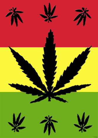 Plakát, Obraz - Marijuana Leaf - On rasta colours, 59.4 × 84 cm
