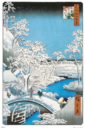 Plakát, Obraz - Hiroshige - The Drum Bridge, 61 × 91.5 cm