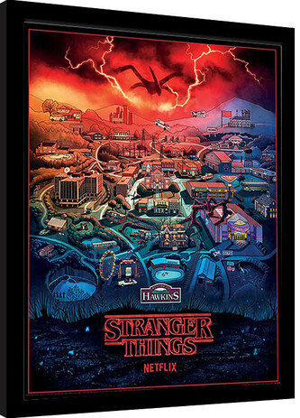 Obraz na zeď - Stranger Things - Hawkins Town, 34.3 × 44.5 cm