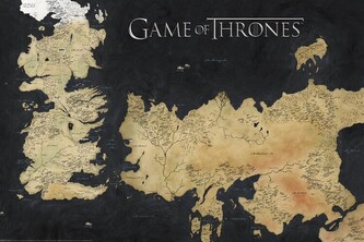 Plakát, Obraz - Game of Thrones - Westeros Map, 120 × 80 cm