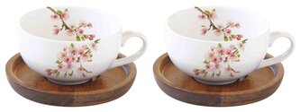 Sada porcelánových šálků a podšálků Sakura