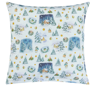 Povláček Vánoce - Domeček, krajina zasněžená - 45x45 cm