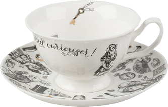 Porcelánový šálek a podšálek Alice In Wonderland