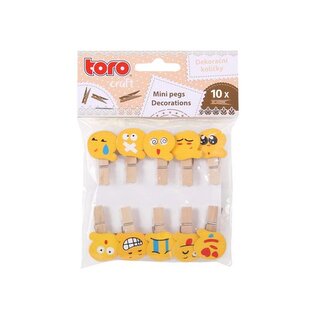 KOLÍČKY DŘEVĚNÉ "SMAJLÍK" 3,5CM, 10KS