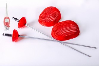 Kord/miecz szermierczy 2 szt. 60 cm z osłoną na twarz 2 szt. w woreczku