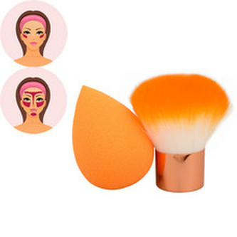 Sefiros Pastell Kabuki Brush & Blende - Oranžový set pro ženy