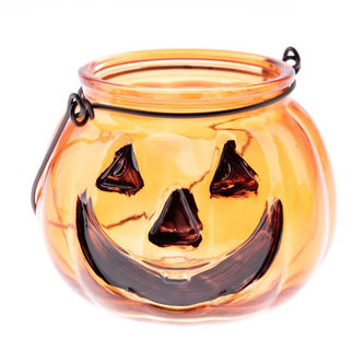 Skleněný svícen - dýně oranžová