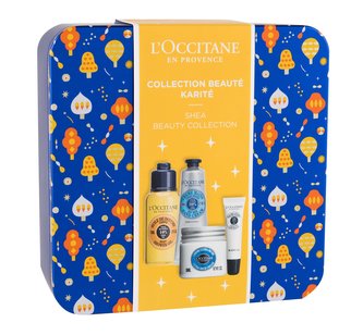 L´Occitane Shea Butter sprchový olej 75 ml + krém na ruce 30 ml + tělový krém Ultra Rich 50 ml + balzám na rty Ultra Rich 12 ml + plechová dóza