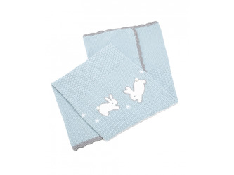 Pletená deka Králíčci modrá