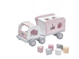 Náklaďák s kostkami dřevěný Pink