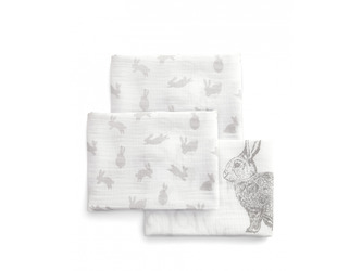 Mušelínové pleny velké 3 ks králíčci