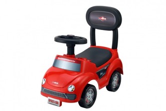 Odrážedlo auto plast červené výška sedadla 20cm v krabici 48x23,5x22,5cm 12-35m