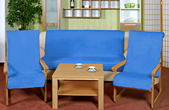 Souprava Korall micro 3+1+1 - modrá - 1x150x200+2x65x150 cm