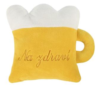 Tvarovaný polštářek - pivo  Na zdraví - cca 32x36 cm
