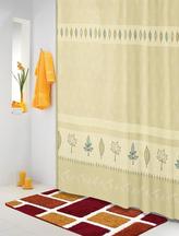 Koupelnové závěsy - béžovotyrkysové lístky - 180x200 cm