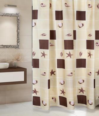 Koupelnové závěsy - béžové lastury - 180x200 cm
