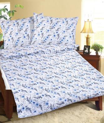Povlečení krepové - kvítek modrý - 140x200,70x90 cm
