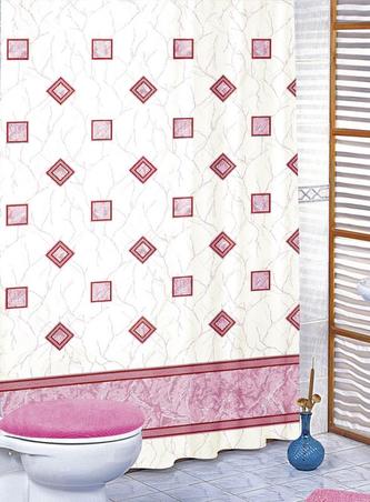 Koupelnové závěsy - růžové čtverce - 180x200 cm