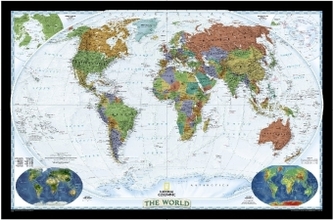 National Geographic Map The World, Decorator Line, enlarged, Planokarte