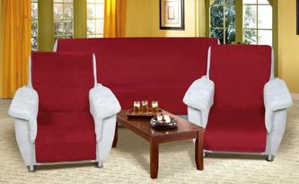 Souprava Korall micro 3+1+1 - bordová - 1x150x200+2x65x150 cm