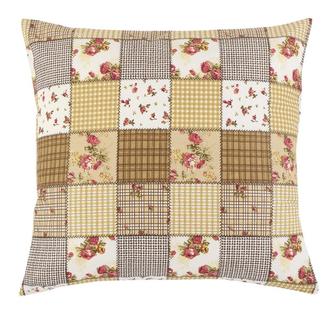 Polštářek RITA - růžička s kostičkou béžová - 40x40 cm
