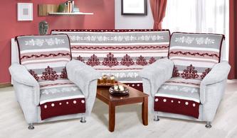 Souprava Karmela PLUS 3+1+1 - bordošedý ornament - 1x 150x200 + 2x 65x150 cm