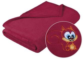 Přikrývka Korall micro s výšivkou - bordová - 75x100 cm