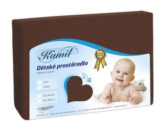Dětské froté prostěradlo - tm. hnědá - 60x120 cm