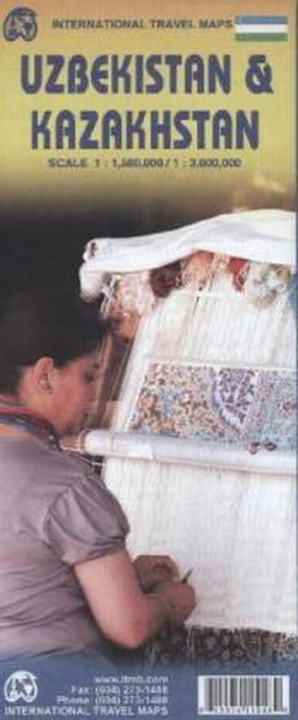 International Travel Map Kazakhstan & Uzbekistan