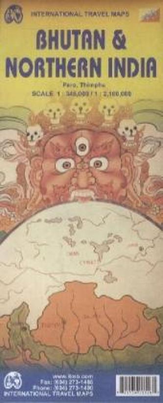 International Travel Map ITM Bhutan & Northern India. International Travel Map ITM India North & Bhutan