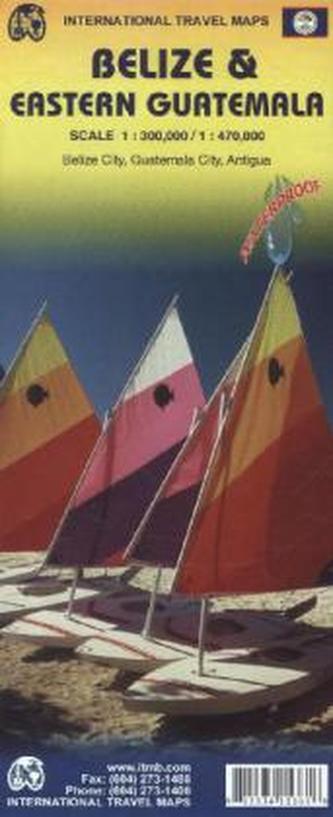 International Travel Map ITM Belize & Eastern Guatemala