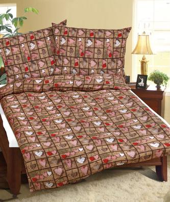 Povlečení krepové - hnědé srdce - 140x200, 70x90 cm