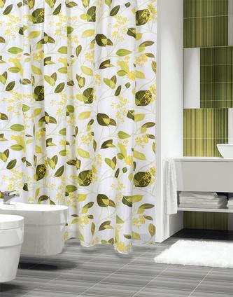 Koupelnové závěsy - zelené rostliny - 180x200 cm