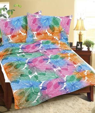 Povlečení MIKROFLANEL - duhové listy - 140x220,70x90 cm