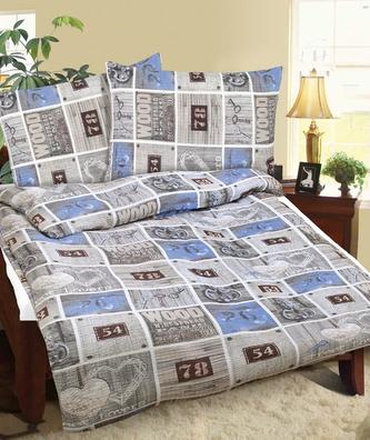 Povlečení krepové - modrošedý street - 140x220,70x90 cm