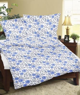 Povlečení flanelové - modrá růže - 140x200, 70x90 cm