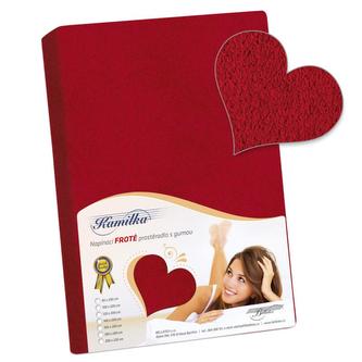 Prostěradlo froté -  červená - 160x200 cm