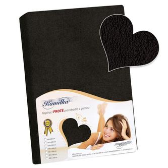 Prostěradlo froté -  černá - 120x200 cm