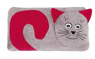 Tvarovaný polštářek kočička bordová - kočička - cca 45x30 cm