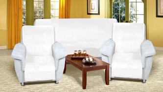 Souprava Korall micro 3+1+1 - bílá - 1x150x200+2x65x150 cm