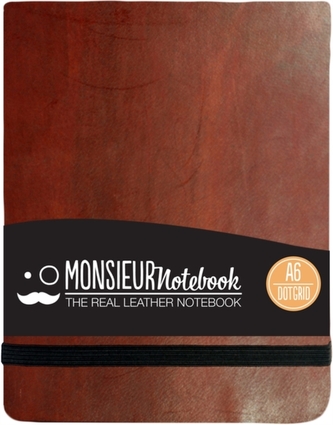 Monsieur Notebook - Real Leather Landscape A6 Brown Dot Grid