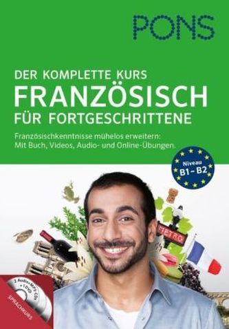PONS Der komplette Kurs Französisch für Fortgeschrittene, Lernbuch, 2 Audio+MP3-CDs, 1 DVD-ROM und Online-Tests