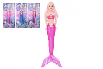 Mořská panna se světelnými efekty 33cm plast na baterie 3 barvy na kartě