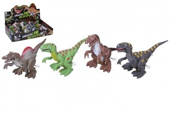 Dinosaurus se světelnými efekty 14cm plast na natažení mix barev