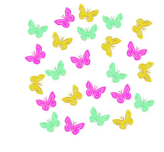 Dřevění motýli 2cm - žlutozelený mix 24ks