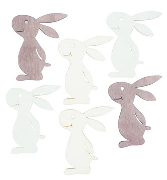 Dřevění zajíci 6cm - přírodní mix 6ks