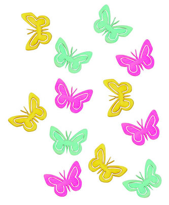 Dřevěné výseky 4cm - motýli žlutý mix 12ks