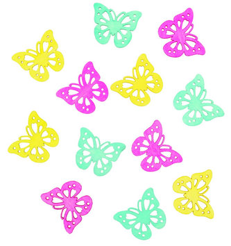 Dřevěné výseky 4cm - motýli žlutý mix 12ks